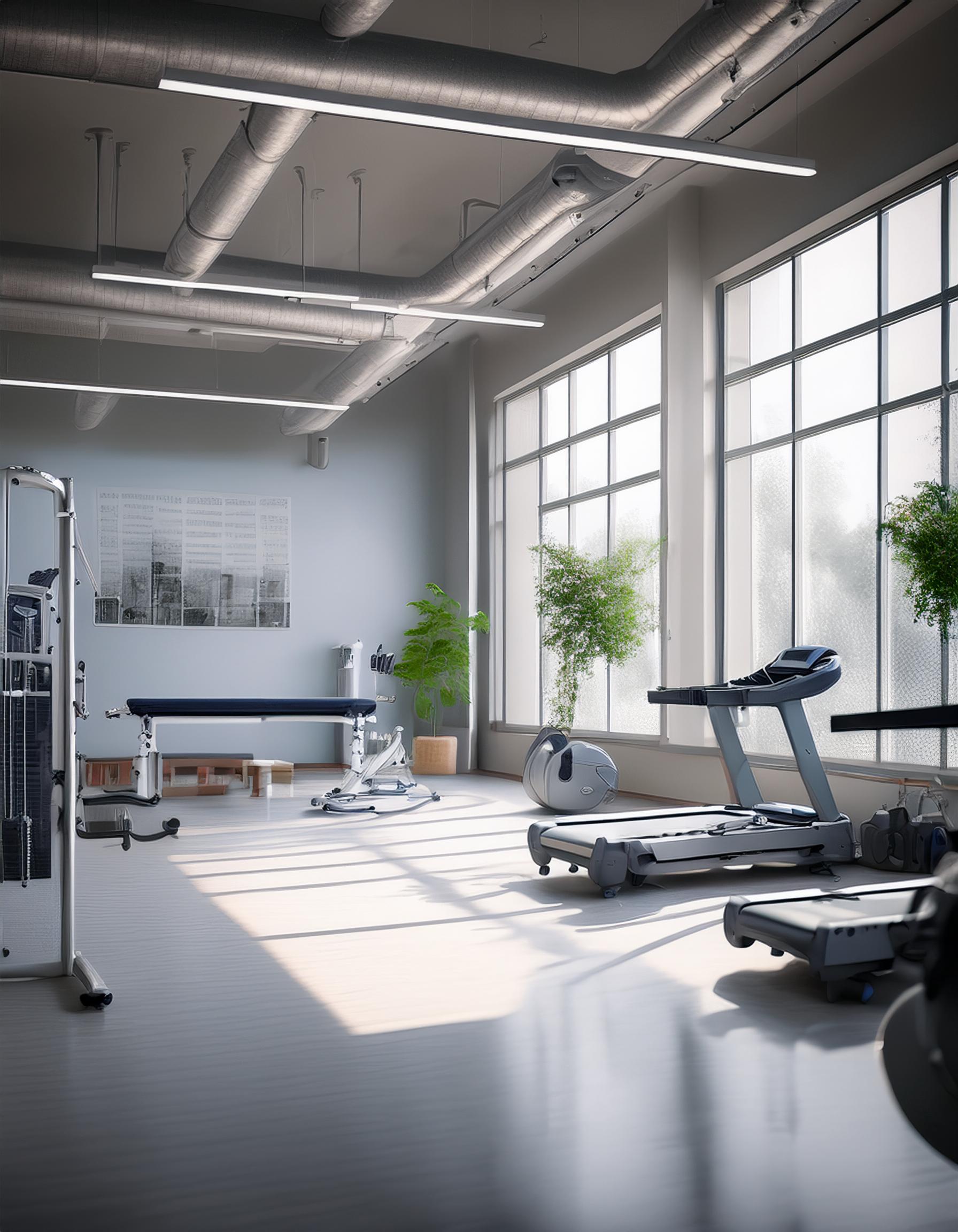 Moderner Trainingsraum mit High-Tech-Ausrüstung für Personaltrainer